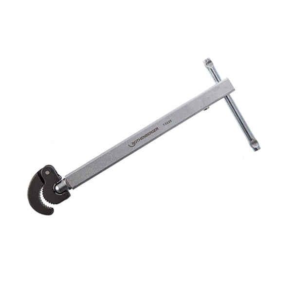 Plumbing basin wrench with adjustable jaws and long handle for tightening pipe fittings