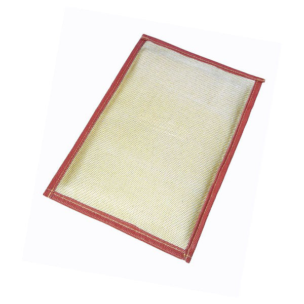 Rectangular plastering sponge float with yellow mesh and red trim for building and DIY
