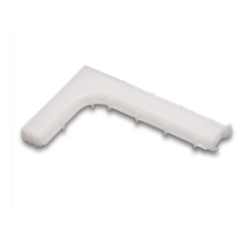 White plastic corner joint for building materials or DIY projects