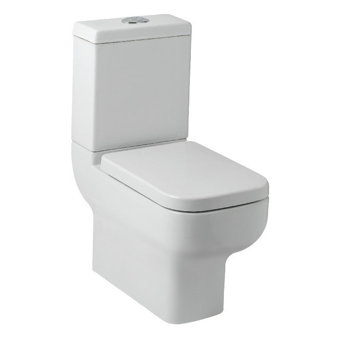Modern close-coupled white toilet with dual flush, ideal for bathroom renovation or upgrade.