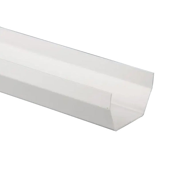 White plastic square guttering section for roofing and rainwater drainage