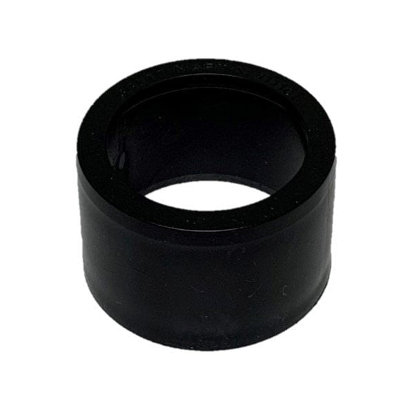 Black plastic pipe coupler fitting for plumbing or building materials