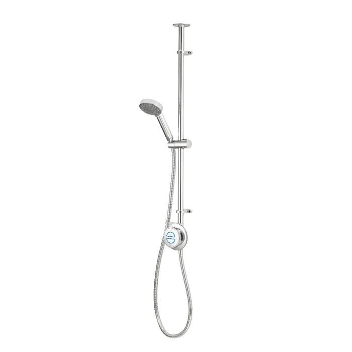 Modern chrome thermostatic shower with adjustable handheld head and hose