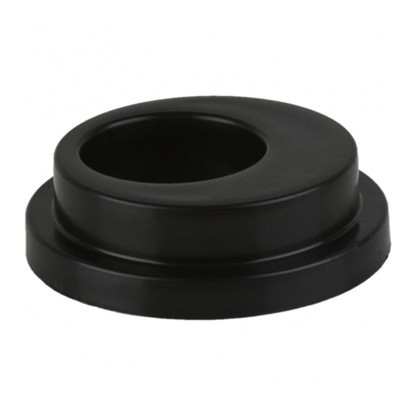 Black plastic pipe collar for plumbing or building installation