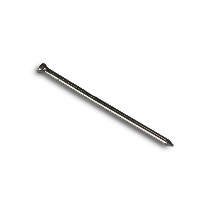 Silver steel nail for construction and DIY projects on white background