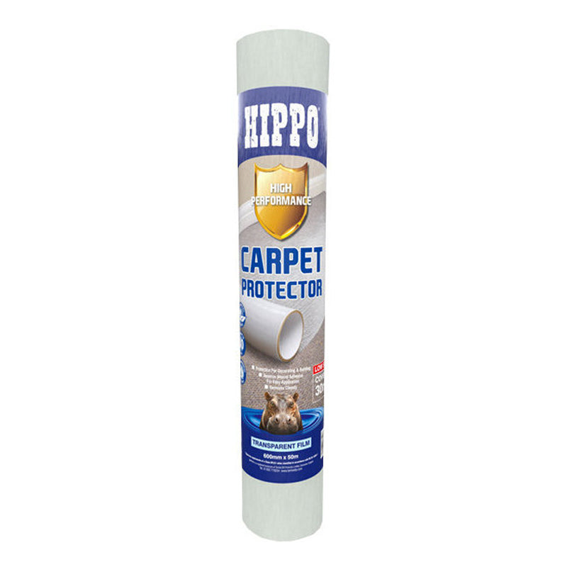 High performance carpet protector roll with transparent film, 600mm x 50m