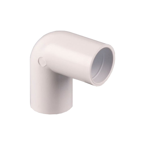 White PVC pipe 90 degree elbow plumbing fitting for building DIY projects
