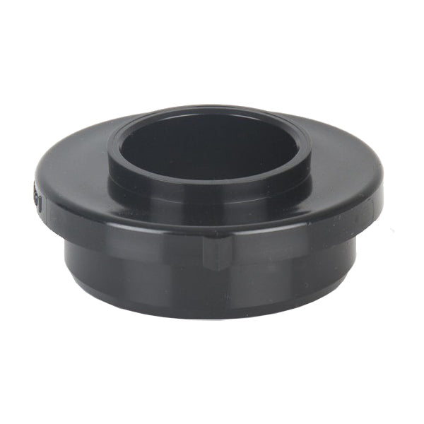 Black plastic waste pipe fitting coupler for plumbing and drainage systems