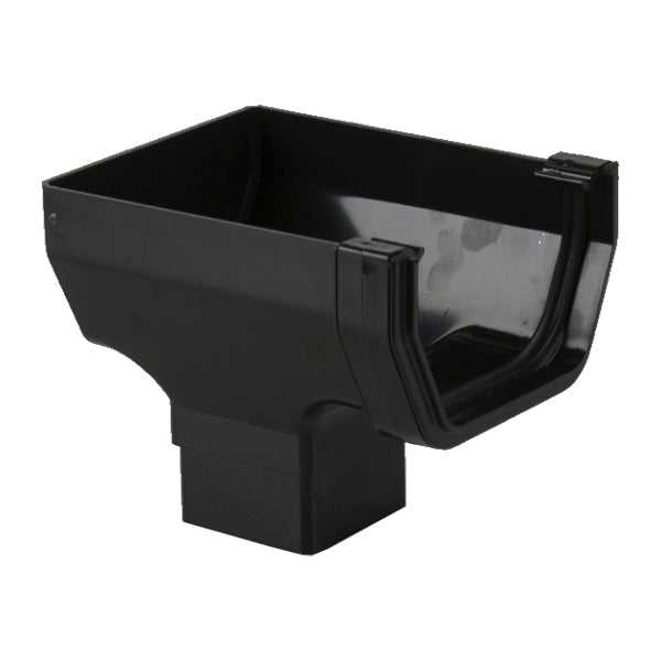 Black plastic gutter hopper for rainwater drainage, building materials supply