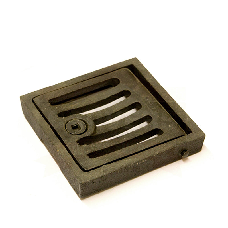 Square cast iron drain grate for building and landscaping projects