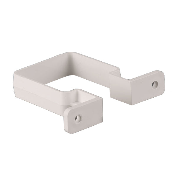 White metal angle bracket for DIY or building materials, with two mounting holes