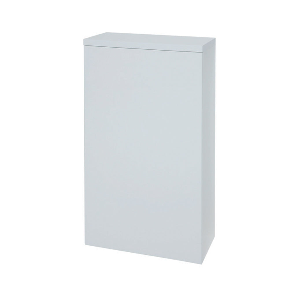 Modern white bathroom wall cabinet with clean, minimalist design on plain background