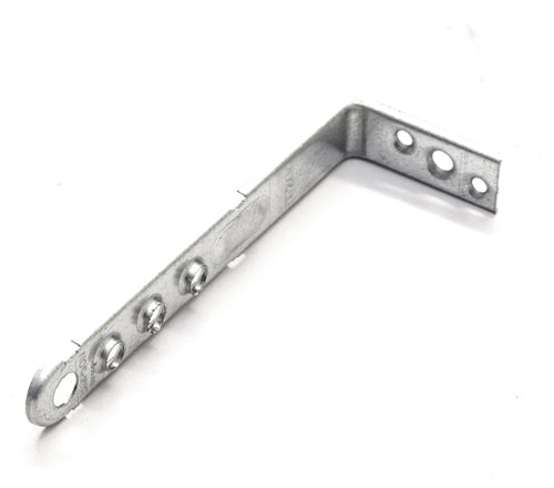 Galvanised steel angle bracket with mounting holes for construction or DIY projects