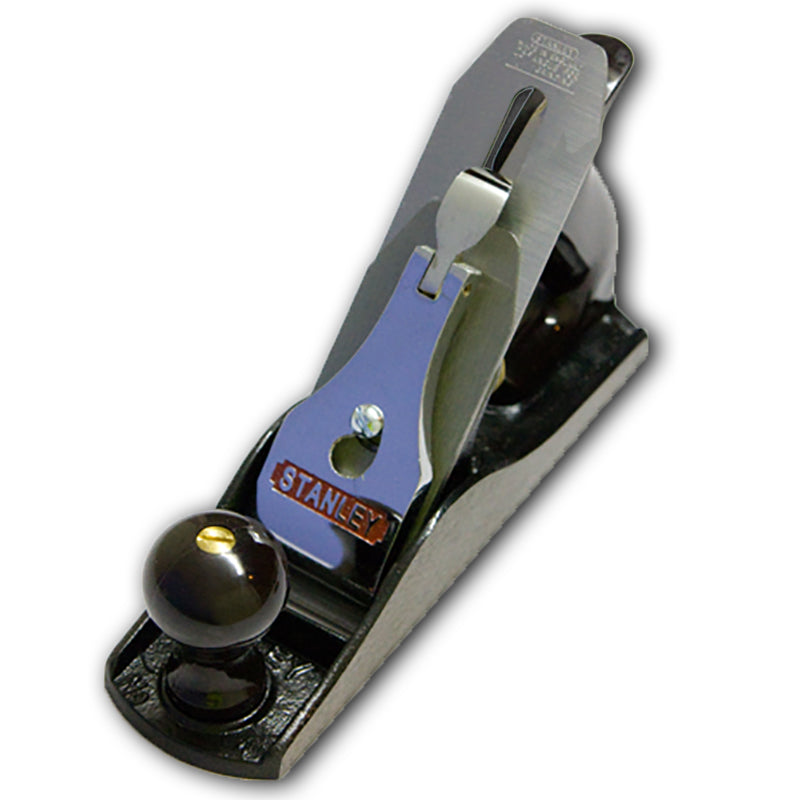 Metal hand wood plane tool with Stanley branding for woodworking and carpentry