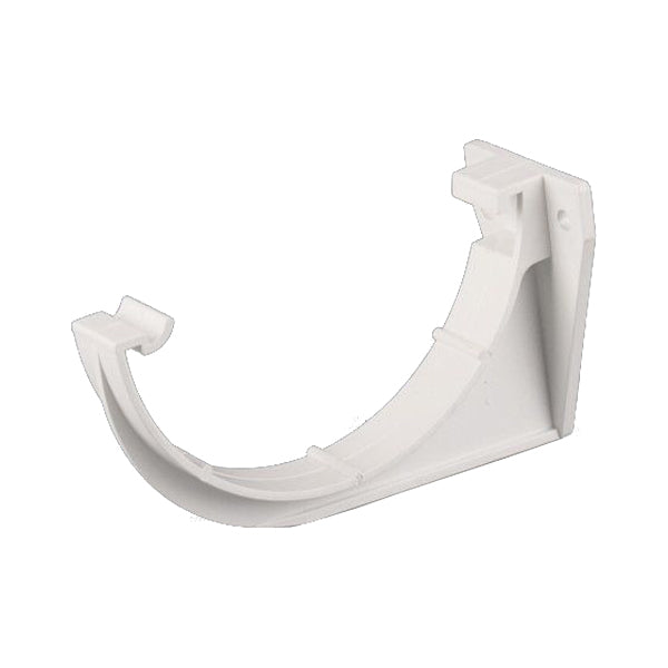 White plastic gutter bracket for fascia, rainwater drainage fitting
