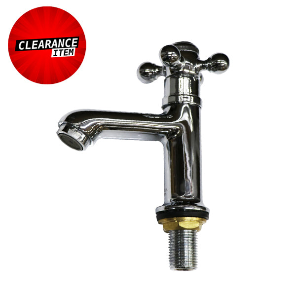 Chrome finish basin tap with cross handle, clearance plumbing supplies item