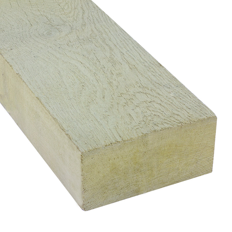 Close-up of a treated timber decking board for building and DIY projects