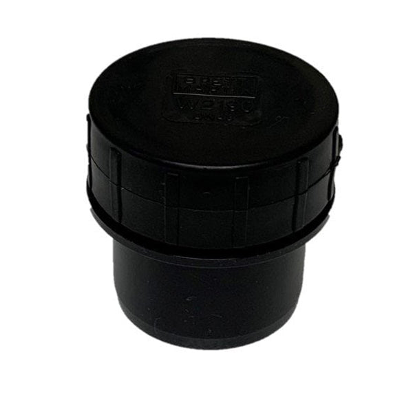 Black plastic push fit soil pipe air admittance valve for plumbing and ventilation