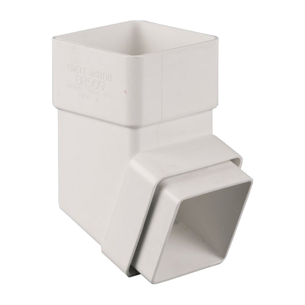 White square plastic downpipe gutter adapter for rainwater drainage systems