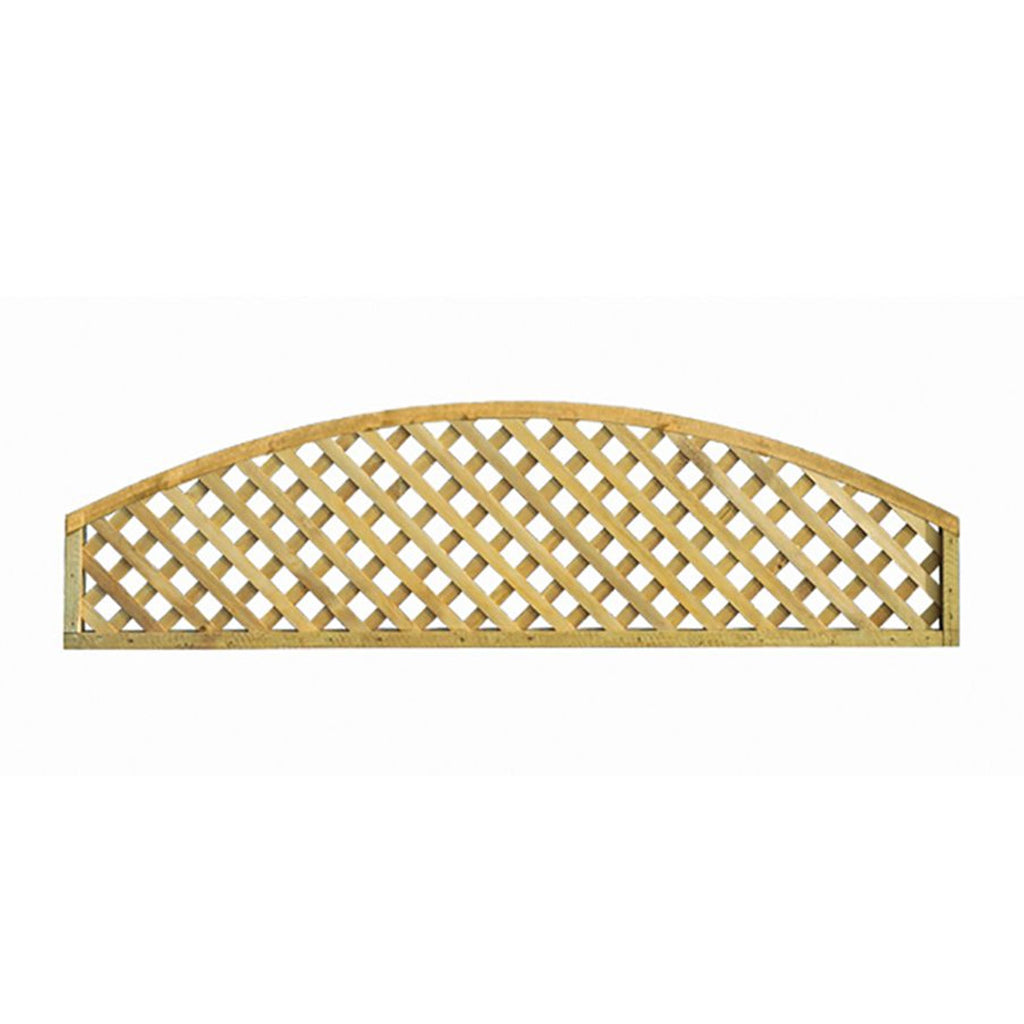 Curved wooden lattice fence panel for garden or outdoor boundary