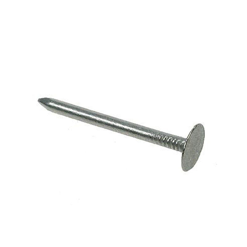 Galvanised roofing nail with wide flat head for building and construction projects