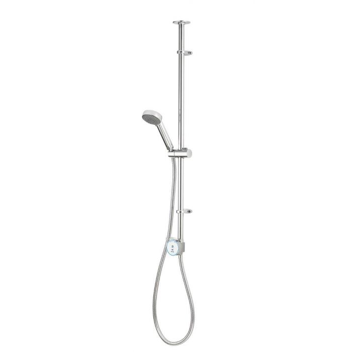 Modern chrome adjustable shower kit with handheld shower head and hose for bathrooms