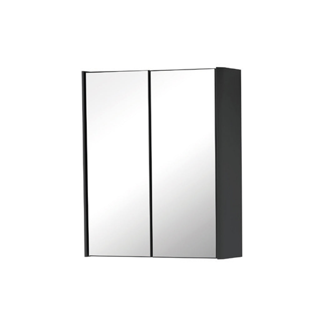 Modern double door mirrored bathroom wall cabinet with black sides