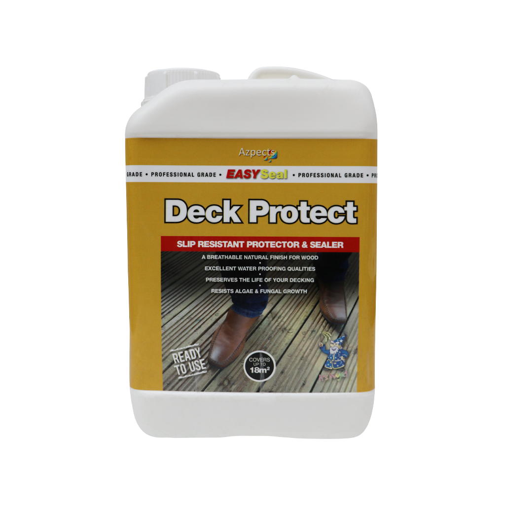 Deck Protect slip-resistant decking protector and sealer bottle for wood, waterproof finish