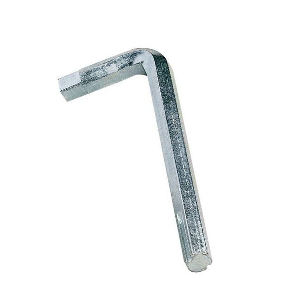 Metal hex key Allen wrench for building and DIY projects on white background
