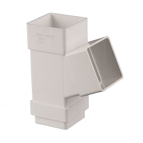 White square plastic downpipe Y-branch connector for rainwater drainage systems