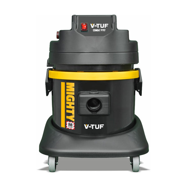 V-TUF Mighty industrial vacuum cleaner with wheels and black yellow design