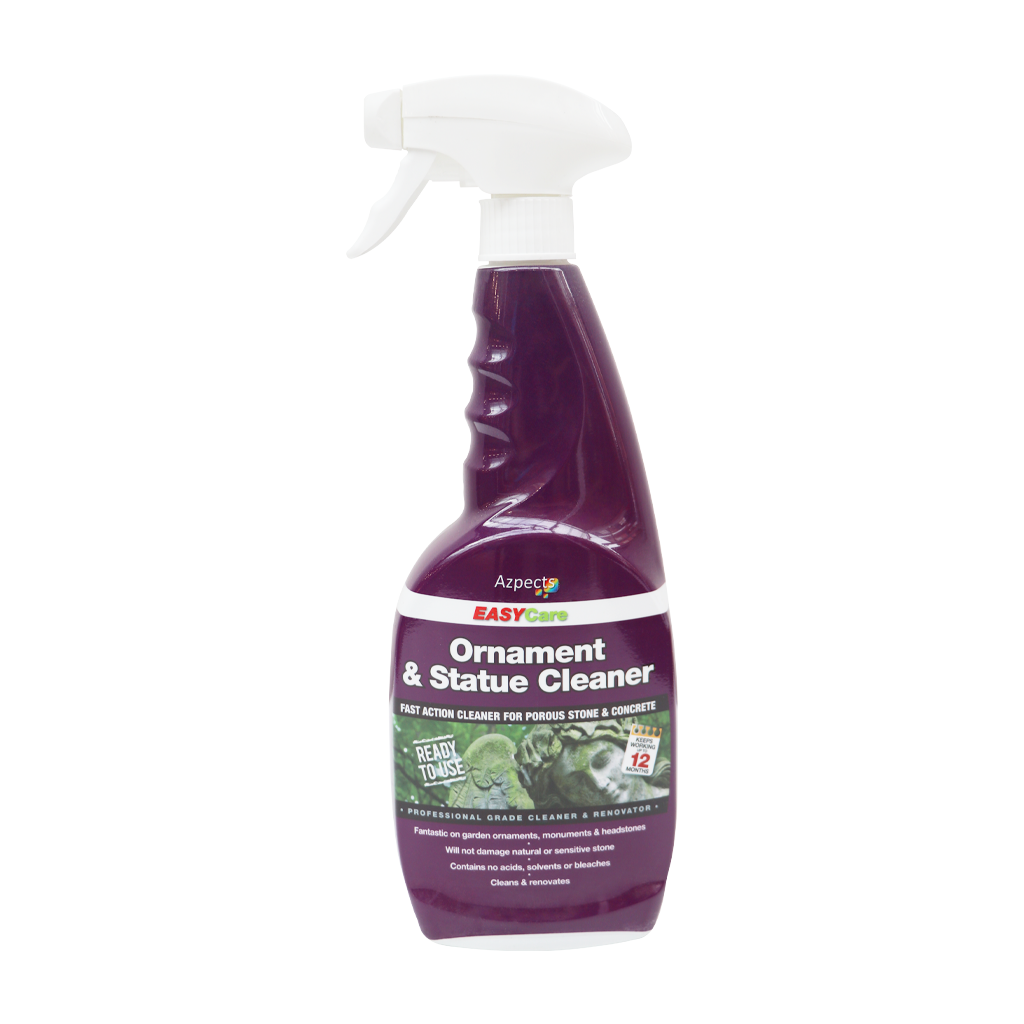 Ornament and statue cleaner spray bottle for stone and concrete garden ornaments