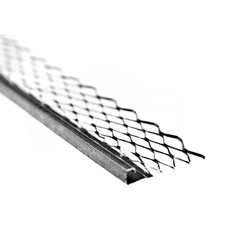 Galvanised steel angle bead for plastering, building supplies product on white background