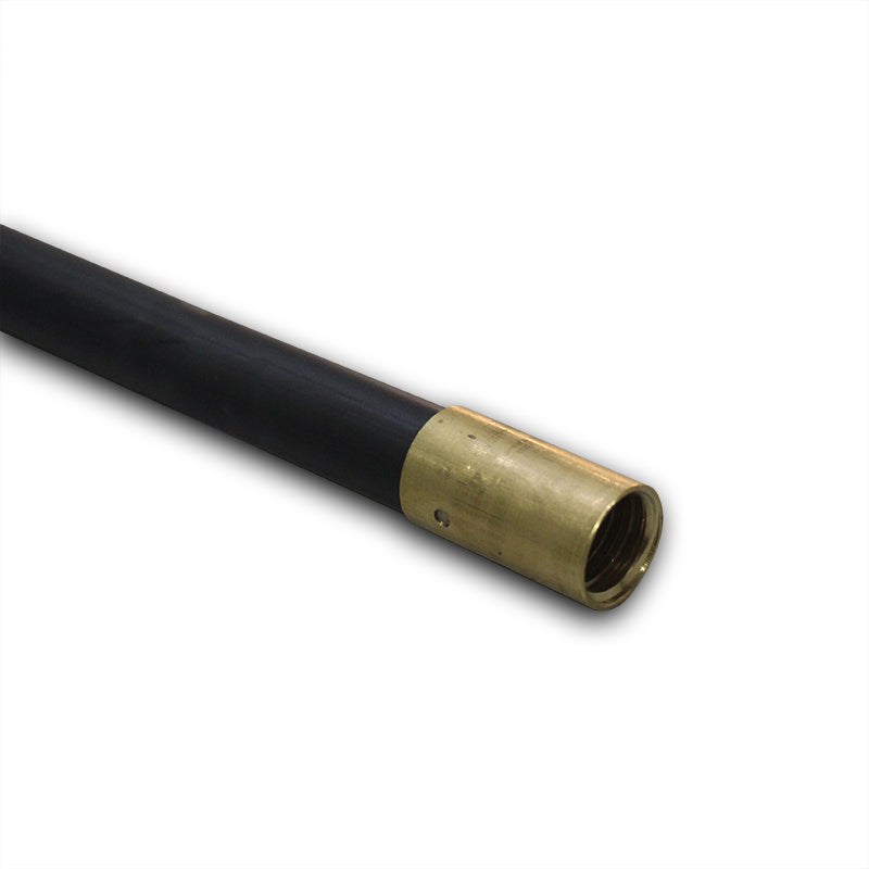 Black hose with brass threaded connector for building materials and plumbing