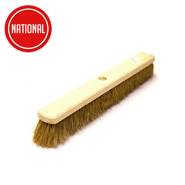 Wooden broom head with natural bristles, ideal for indoor and outdoor floor cleaning