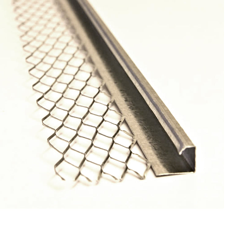 Metal plaster angle bead with mesh for wall corner reinforcement in construction