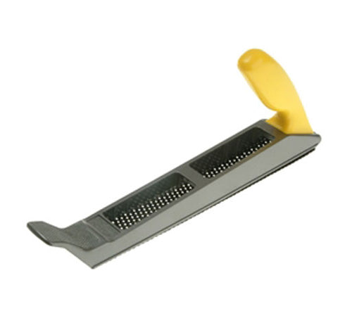 Surform hand rasp with yellow handle for wood or plaster shaping DIY tool