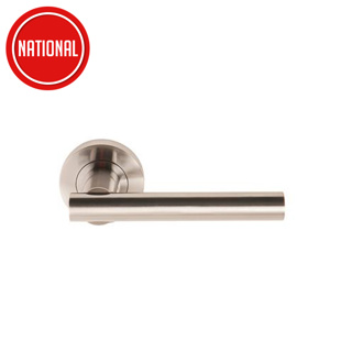 DOOR HANDLES LEVER ON ROUND ROSE SATIN CHROME DH003689 DALE HARDWARE SULTAN
