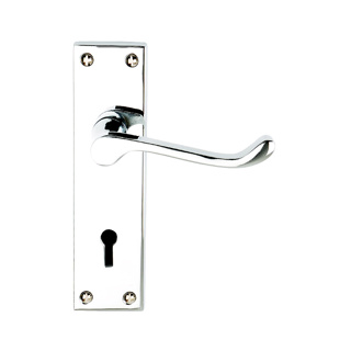 DOOR HANDLES VICTORIAN SCROLL LOCK FURNITURE POLISHED CHROME PLATED DH008219 DALE