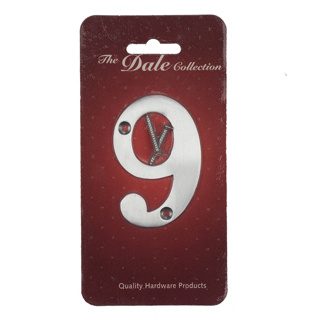 NUMERAL NUMBER 9 SATIN CHROME PLATED REF DH009409 DALE HARDWARE