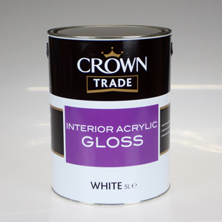 CROWN TRADE PAINT INTERIOR ACRYLIC GLOSS WHITE 5L