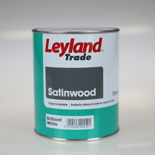 LEYLAND PAINT SATINWOOD BRILLIANT WHITE 0.75LTR