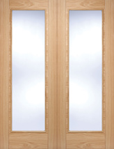 78x48 PAIRS OAK PREFINISHED VANCOUVER WITH CLEAR GLASS  